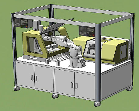 工業(yè)機(jī)器人機(jī)床上